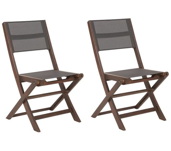 Lot De 2 Chaises Pliantes En Bois D'acacia Foncé Cesana