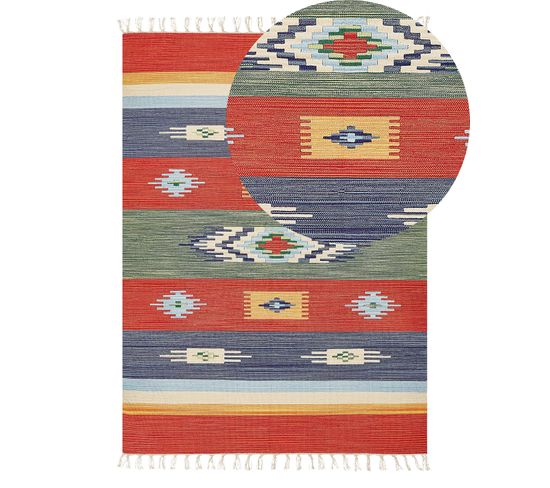 Tapis Kilim En Coton 140 X 200 Cm Multicolore Kamaris