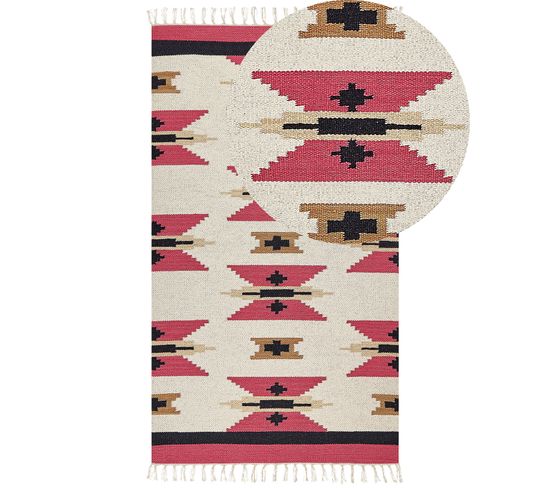 Tapis Kilim En Coton 80 X 150 Cm Multicolore Garni