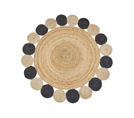 Tapis Rond En Jute Ø 140 Cm Naturel Et Noir Vostan