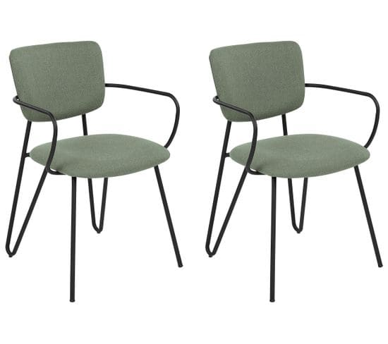 Chaise De Salle à Manger Set De 2 Tissu Vert Foncé Elko