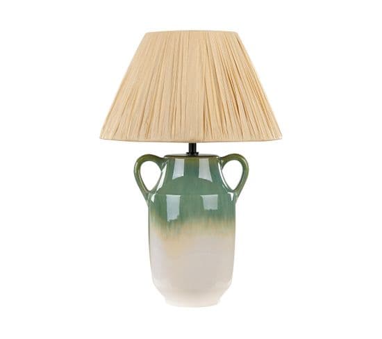 Lampe À Poser En Céramique Vert Et Blanc 53 Cm Limones