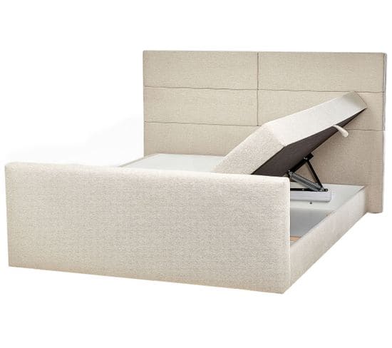 Lit Boxspring En Tissu 180 X 200 Cm Beige Aristocrat