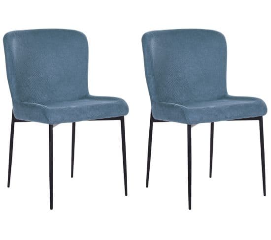 Chaise De Salle à Manger Set De 2 Tissu Bleu Ada