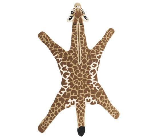 Tapis Pour Enfants En Laine Marron Et Beige 100 X 160 Cm Girafe Melman