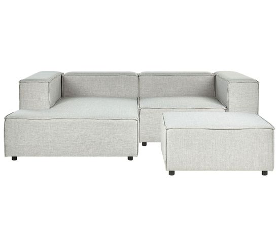 Section 2 Places Angle Côté Droit De Canapé Modulable Avec Ottoman En Tissu Gris Aprica