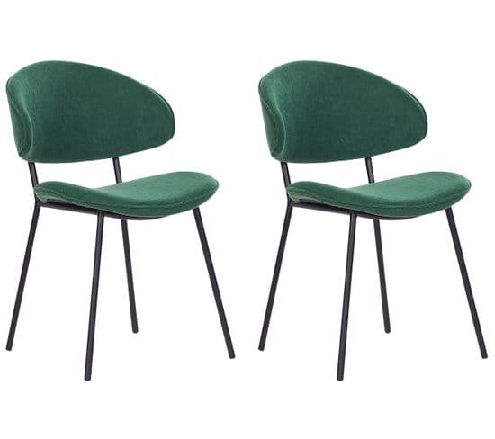 Chaise De Salle à Manger Set De 2 Tissu Vert Foncé Kiana