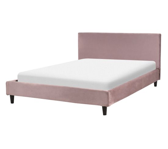 Lit Double En Velours Rose 140 X 200 Cm Fitou