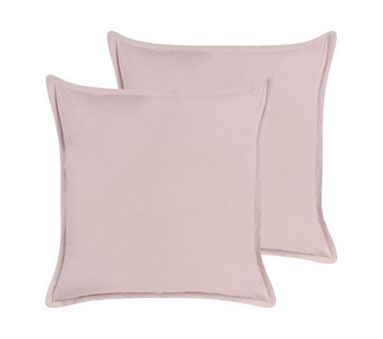 Lot De 2 Coussins Velours Rose Eustoma 60 X 60 Cm