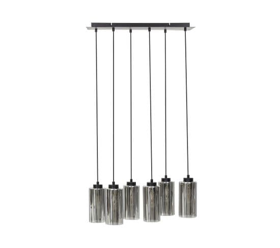 Lampe Suspension à 6 Lumières En Verre Gris Puriri