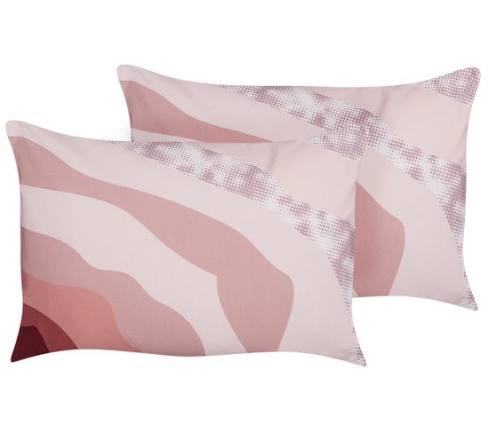 Lot De 2 Coussins De Jardin Avec Motif Abstrait 40 X 60 Cm Rose Campei