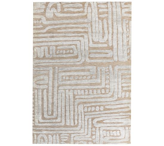 Tapis En Laine Beige Et Gris 160 X 230 Cm Mandai