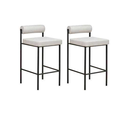 Tabouret De Bar Set De 2 Tissu Gris Clair Amaya