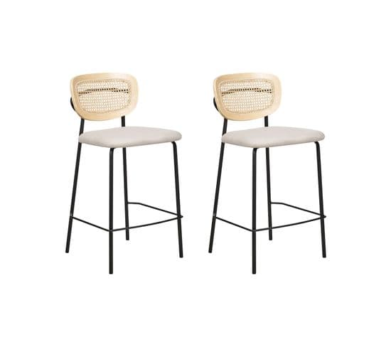 Tabouret De Bar Set De 2 Tissu Blanc Cassé Mayetta