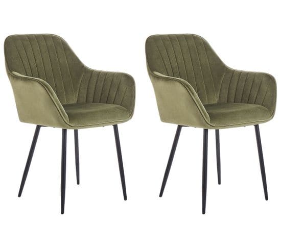 Chaise De Salle à Manger Set De 2 Velours Vert Olive Wellston