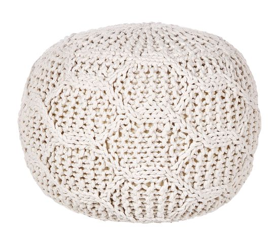 Pouf En Coton Macramé Beige D 50 Cm Triman