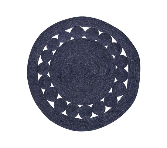 Tapis En Jute Bleu Sombre D 120 Cm Koyunlu