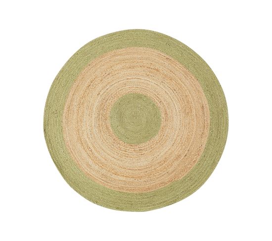 Tapis En Jute Beige Et Vert D 140 Cm Yayalar