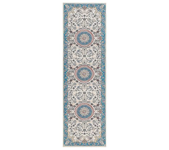 Tapis Beige Et Bleu 60 X 200 Cm Gordes