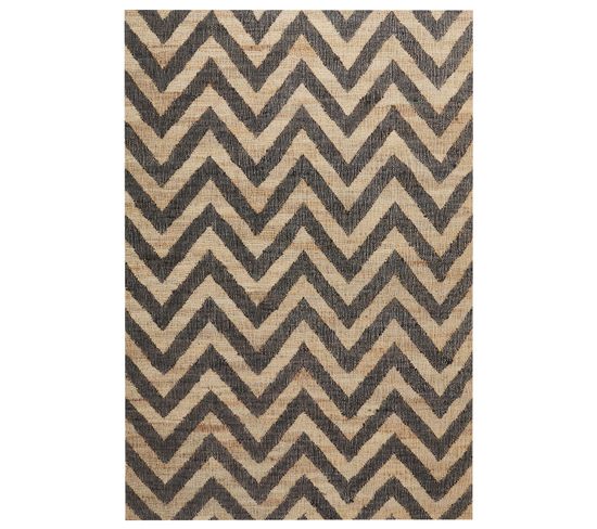 Tapis En Jute Beige Et Noir 160 X 230 Cm Dedepinari