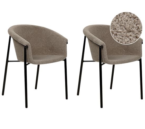 Chaise De Salle à Manger Set De 2 Bouclé Taupe Ames