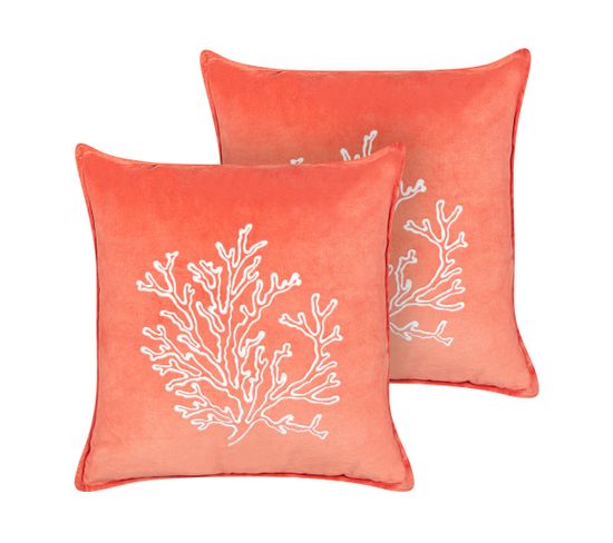 Lot De 2 Coussins Coton Corail Nori 45 X 45 Cm