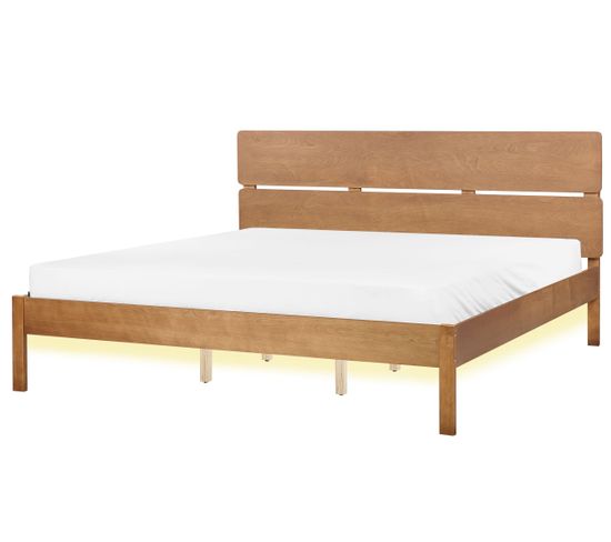 Lit Double En Bois Clair Avec LED 180 X 200 Cm Boisset