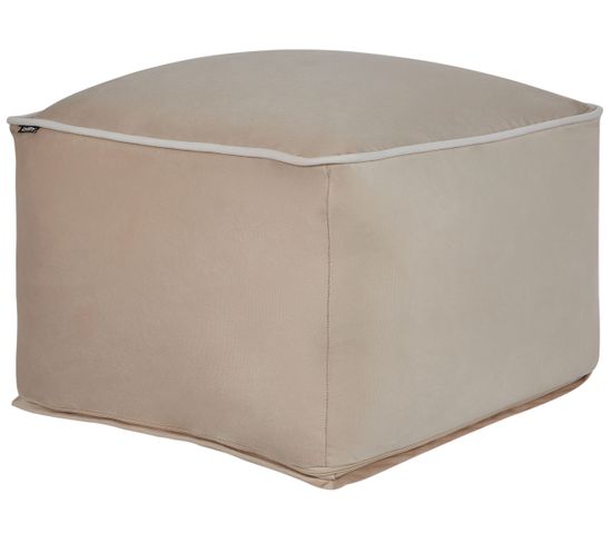 Pouf En Velours Beige Sable Dareyn