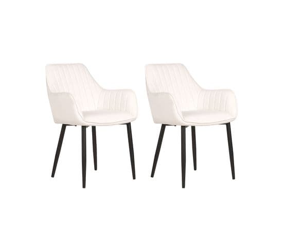 Velours Chaise De Salle À Manger Set De 2 Blanc Cassé Wellston