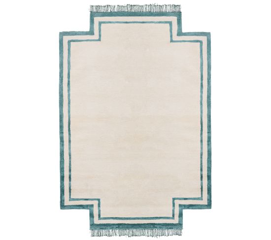 Tapis En Viscose 160 X 230 Cm Beige Et Bleu Berwari