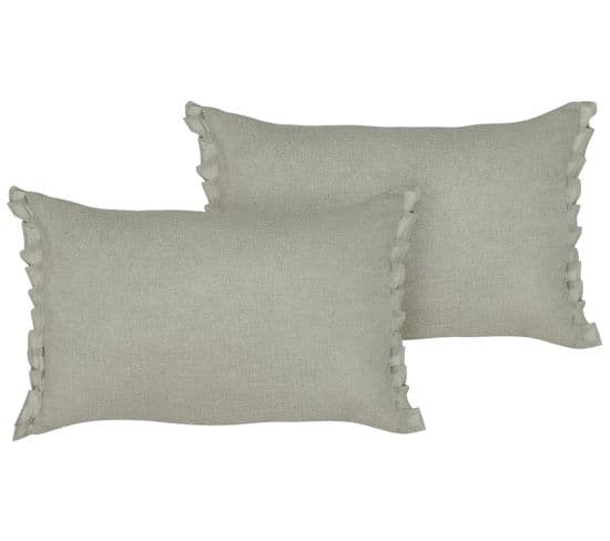 Lot De 2 Coussins Lin Gris Clair Sassafras