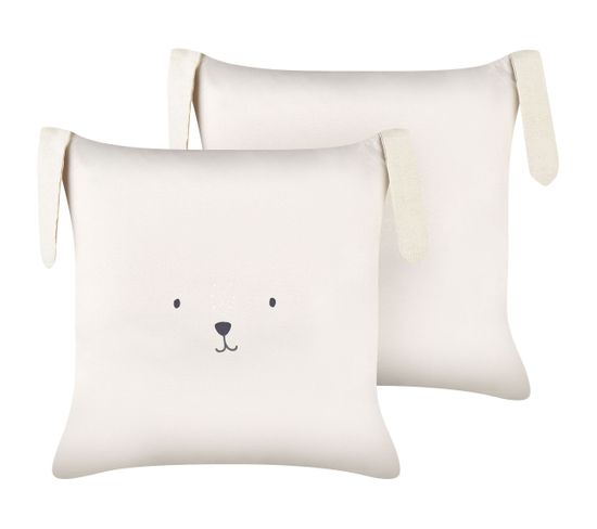 Lot De 2 Coussins Touffeté Coton Beige Clair Coney