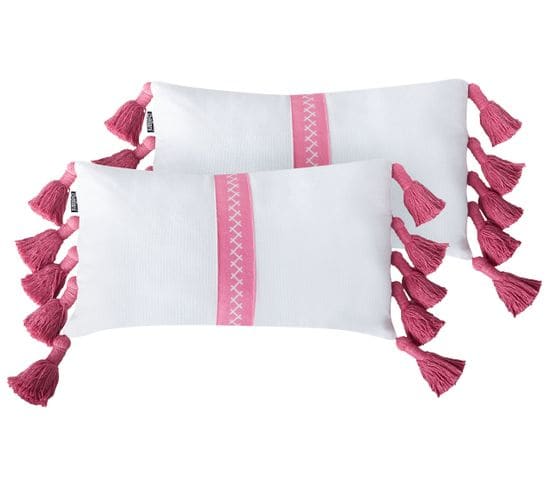 Lot De 2 Coussins Coton Rose Lovely