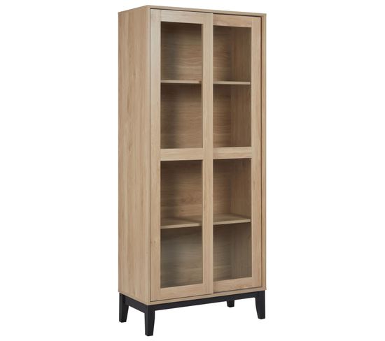 Armoire à Vitrine Avec Portes Vitrées Bois Clair Rumson