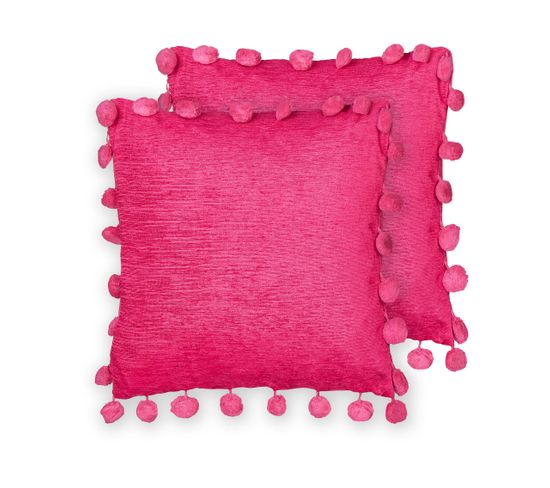 Lot De 2 Coussins Polyester Rose Fushia Jasmine