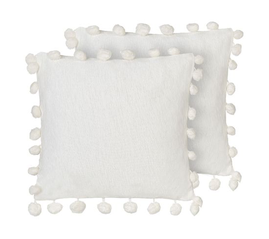 Lot De 2 Coussins Polyester Blanc Jasmine