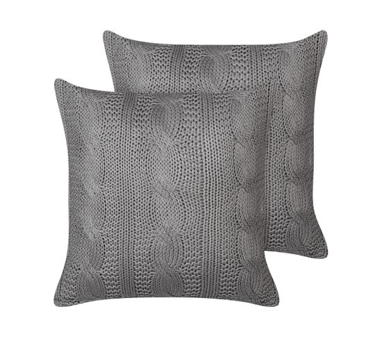 Lot De 2 Coussins Coton Gris Foncé Constylis