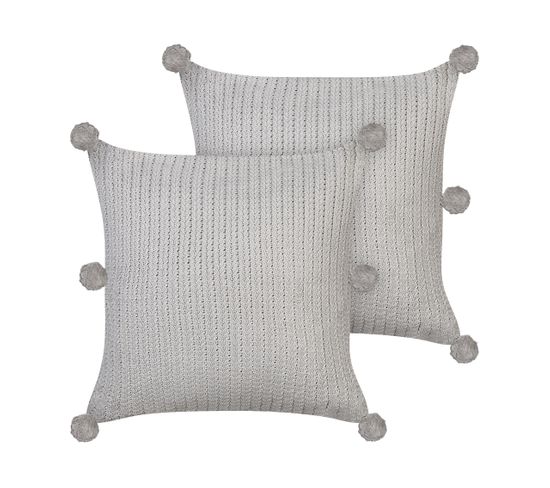 Lot De 2 Coussins Coton Gris Ocotea