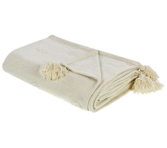 Couvre-lit En Chenille 150 X 200 Cm Beige Kazy