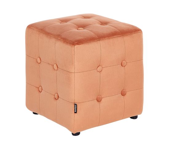 Pouf En Velours 36 X 36 Cm Orange Wisconsin