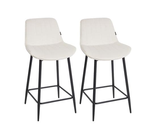 Tabouret De Bar Set De 2 Velours Beige Clair Dubrovnik