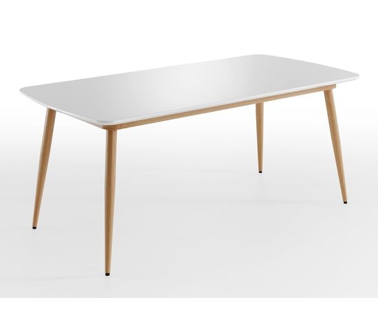 Table Rectangle 180 Cm Bois Blanc Et Naturel Jona