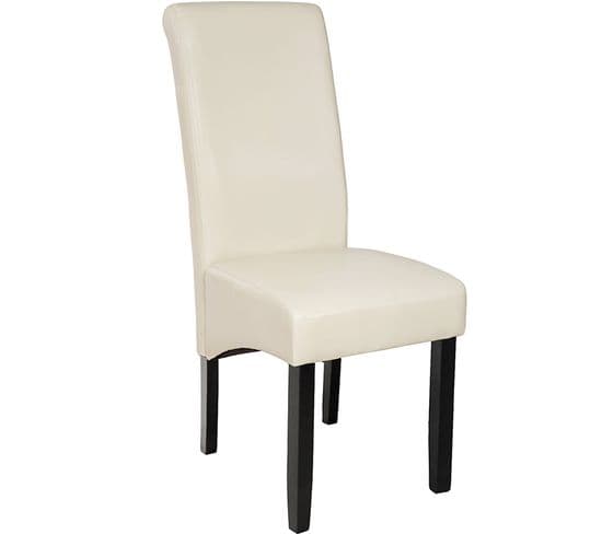 Chaise Aspect Cuir - Crème