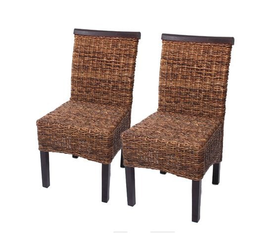 Lot De 2 Chaises M45, Banane Tressée, 47x54x93cn, Pieds Foncés