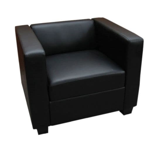 Fauteuil Club / Lounge Lille, 86x75x70 cm, Simili-cuir, Noir