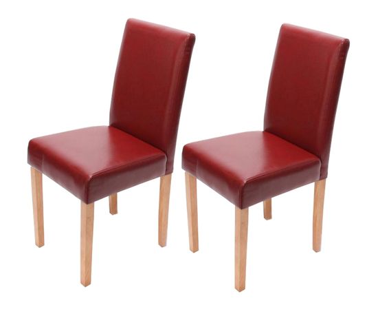 Lot De 2 Chaises De Séjour Littau ~ Cuir Reconstitué Rouge, Pieds Clairs