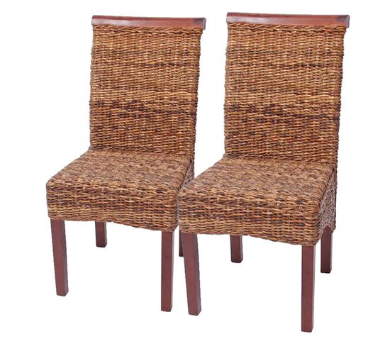 Lot De 2 Chaises M45, Banane Tressée, 47x54x93cn, Pieds Marrons