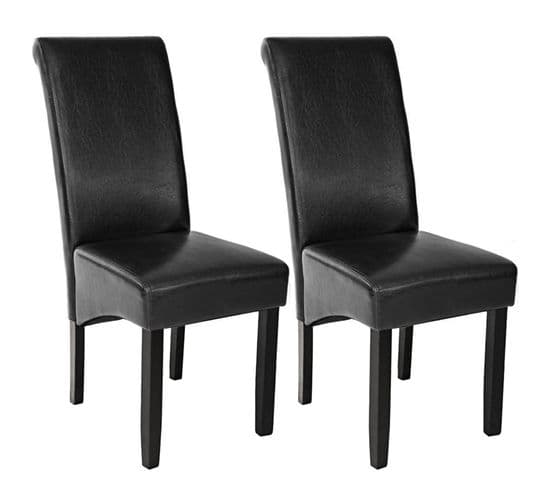 Lot De 2 Chaises Aspect Cuir - Noir