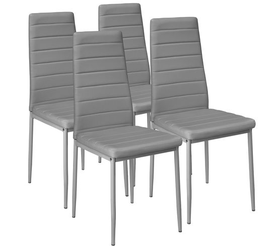 Lot De 4 Chaises Avec Surpiqûre - Gris