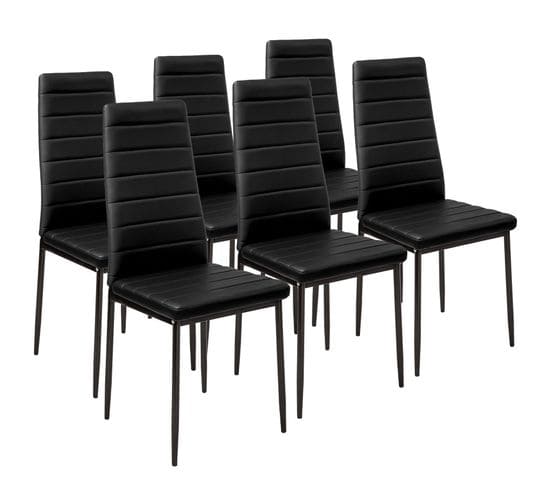 Lot De 6 Chaises Avec Surpiqûre - Noir